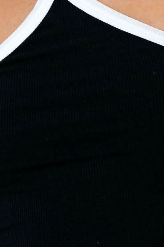 White Trimmed Black Halter Top