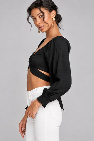 Lush Lauren Black Center Ring Crop Top - Side View