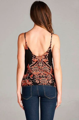 Catalina Floral Print Surplice Wrap Tank Top - Back View