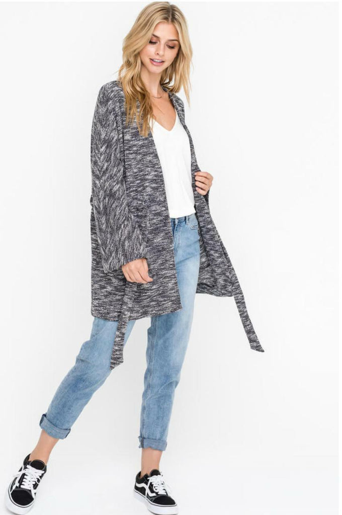 Black and Grey Space Wide Sleeve Cardigan