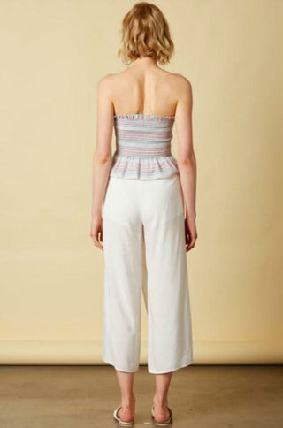 White high waisted vacation pants back view