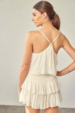 San Antonio Cream Ruffle Romper Dress - Back View
