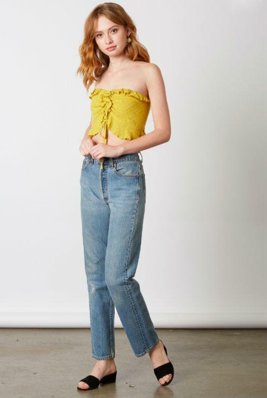 Yellow Strapless Crop Top