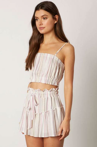 Rose pink striped crop top with skort