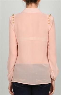 Ark & Co Future Ambition Blush Spiked Trim Blouse -  BohoPink