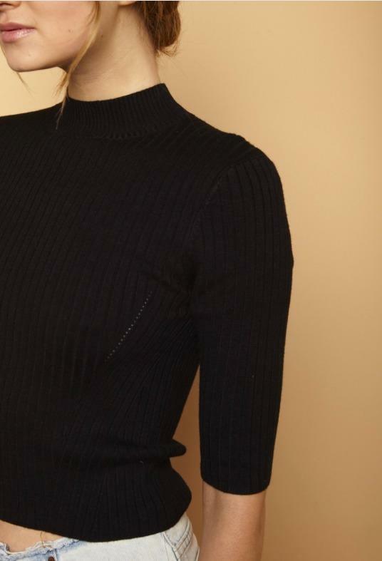 Black 3/4 Sleeve Sweater