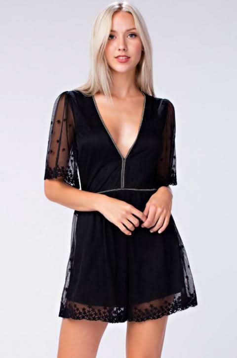 Black Lace Romper - Sheer Romper - Romper | Boho Pink Black Lace Romper - Sheer Romper - Romper | Boho Pink