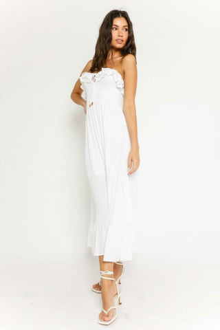 Delia White Strapless Midi Dress - Side View
