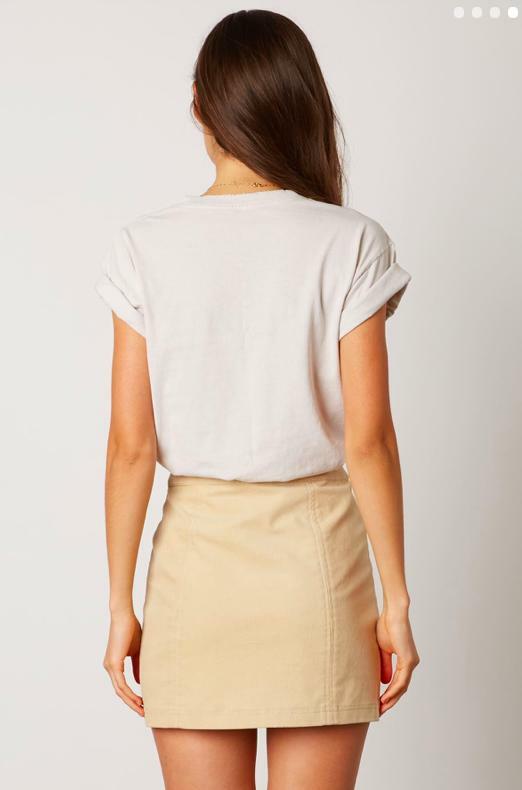 Amy Tan Corduroy Button-Up Mini Skirt -  BohoPink