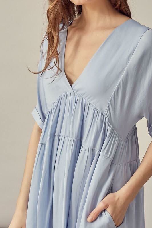 Antonia Cloud Blue Mini Dress -  BohoPink