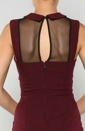 Sheer Panel Burgundy Collar Dress from our burgundy bodycon dresses