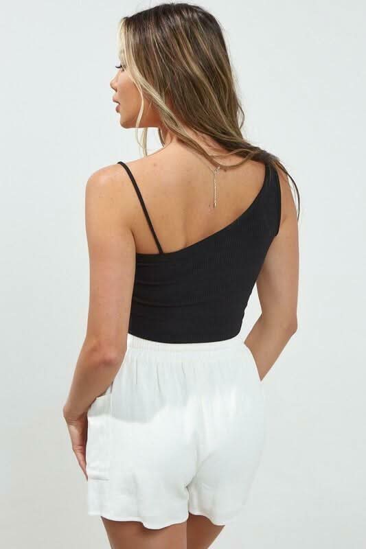 All I Got Black Asymmetric Crop Top -  BohoPink