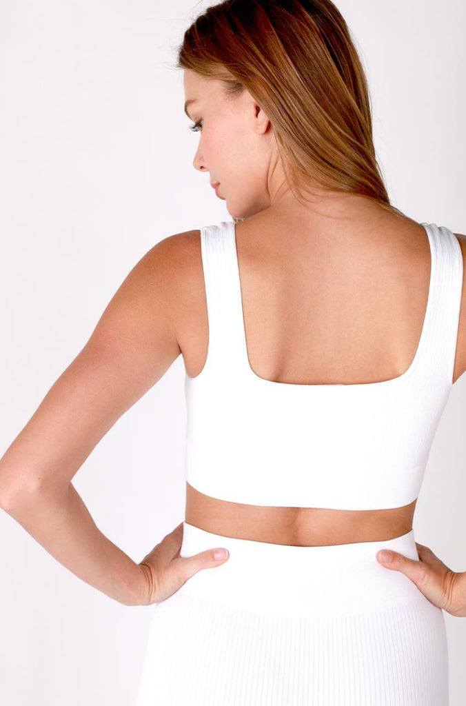 White Cropped Ribbed Tank 