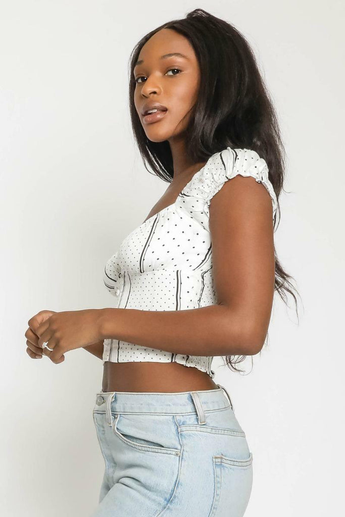 Ivory Print Cropped Top