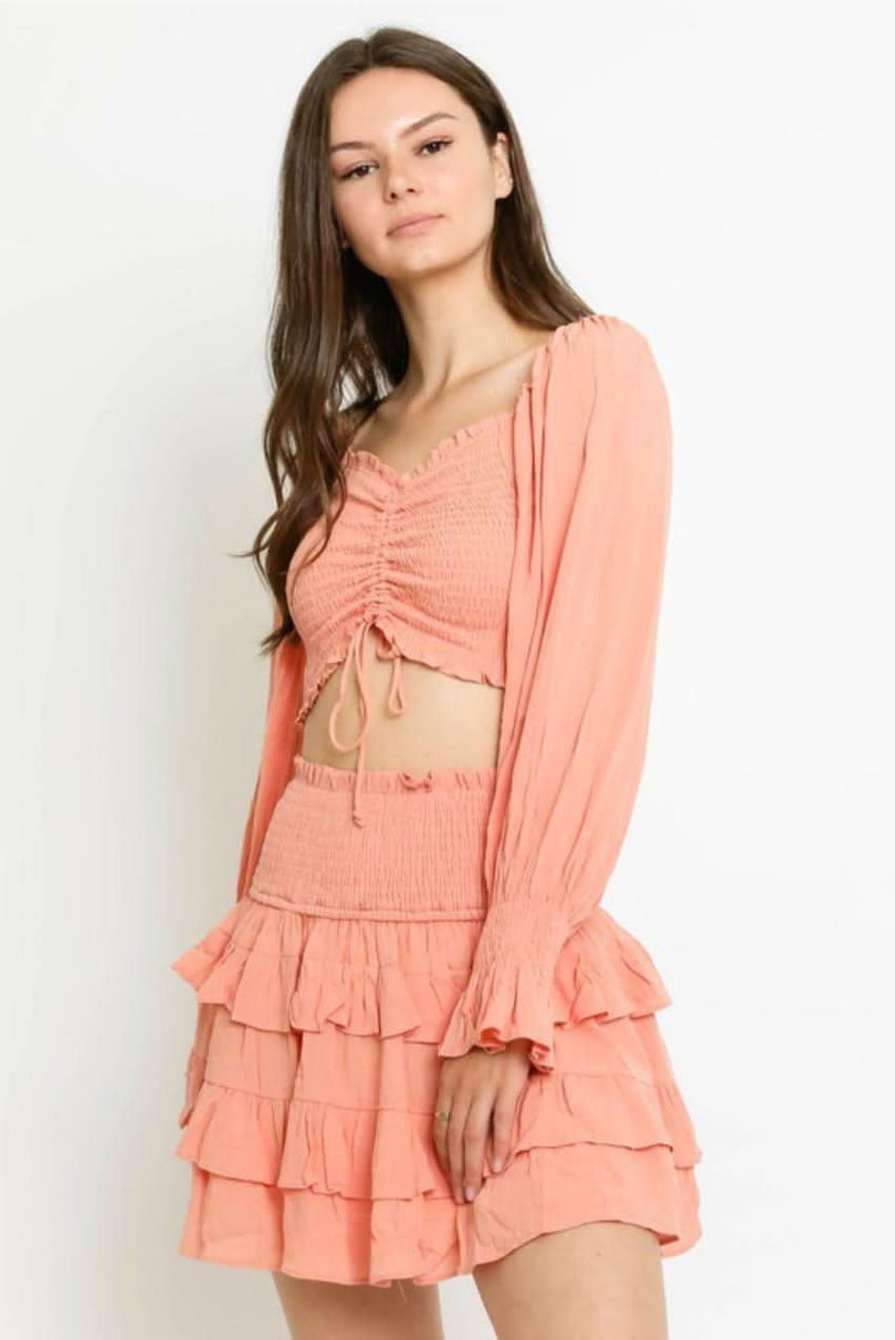  Peach Two-Piece Dress
