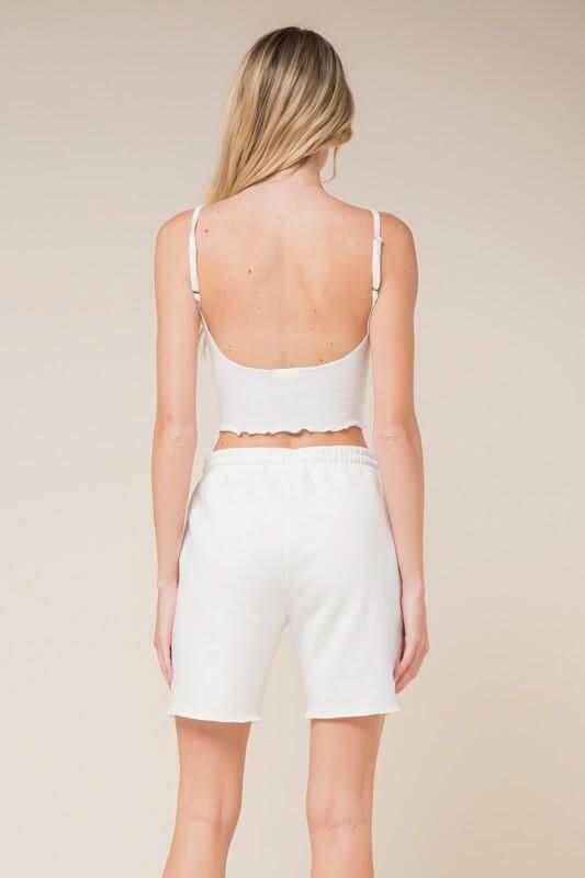 Don't Do It White Notch Cami Crop Top -  BohoPink