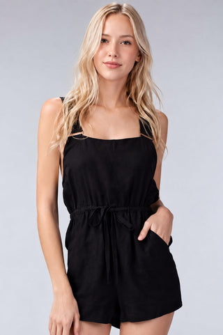 Rockstar Black Boyfriend Romper - Overall Romper - Front View