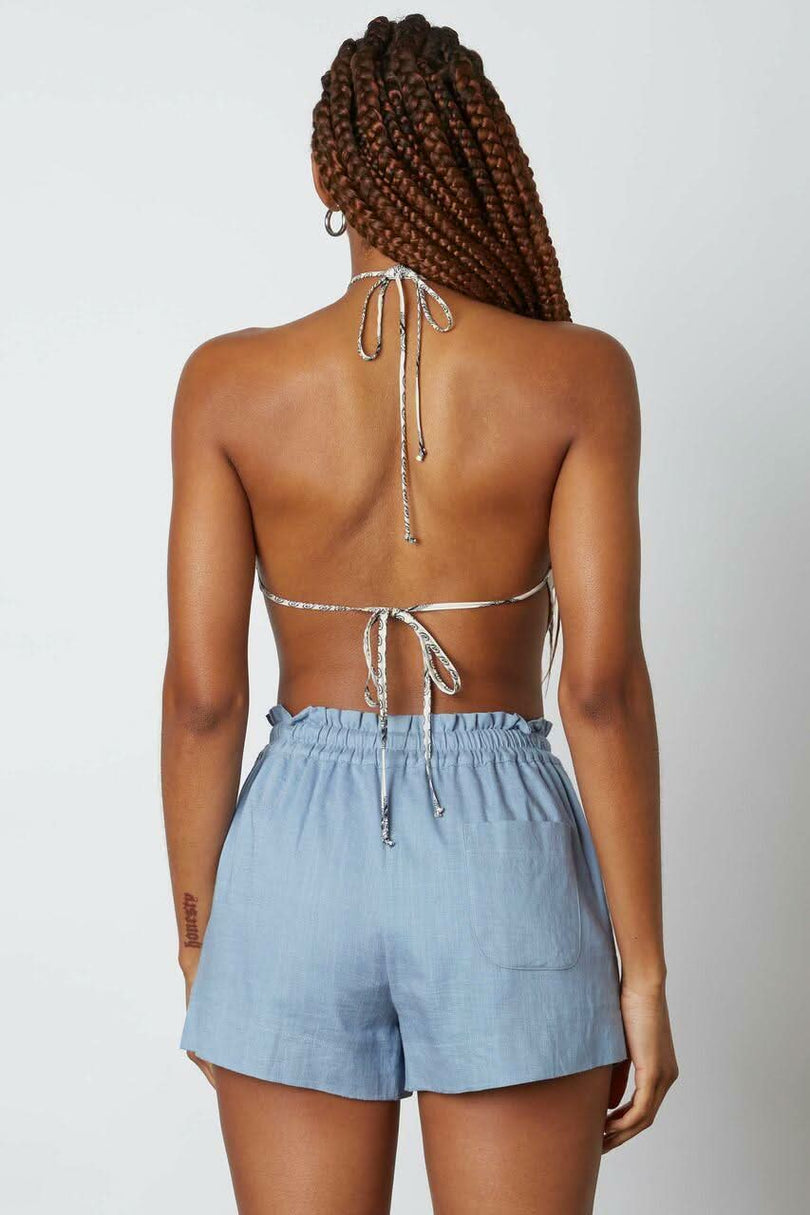 Everyday Slate Blue Smocked Waist Shorts -  BohoPink