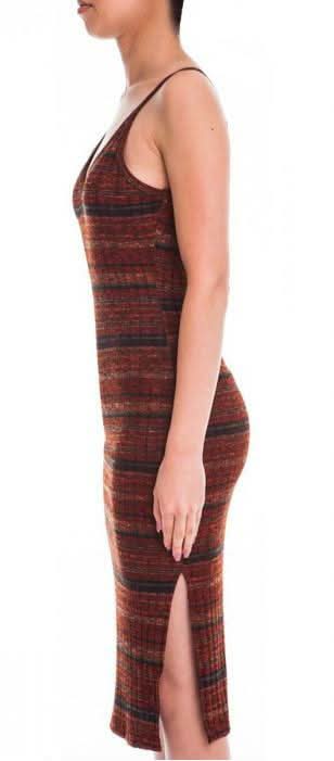 Rust Striped Midi Dress