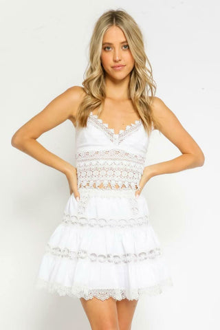 Eliza White Crochet Crop Top -  BohoPink