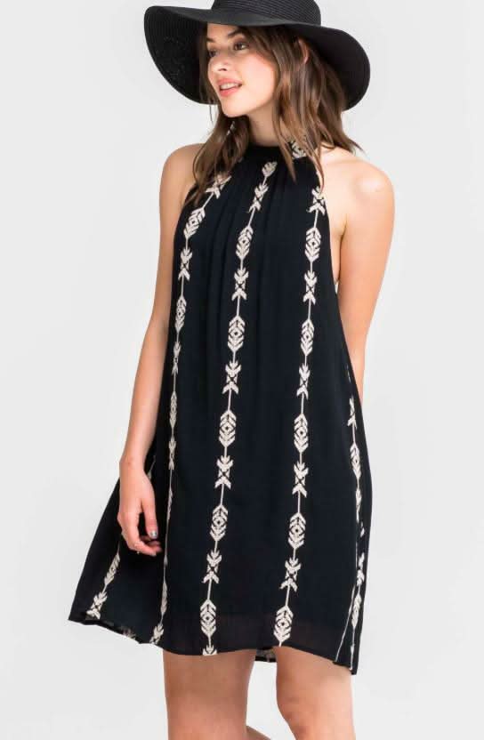 Black Mock Neck Dress - Halter Shift Dress | Boho Pink Black Mock Neck Dress - Halter Shift Dress | Boho Pink