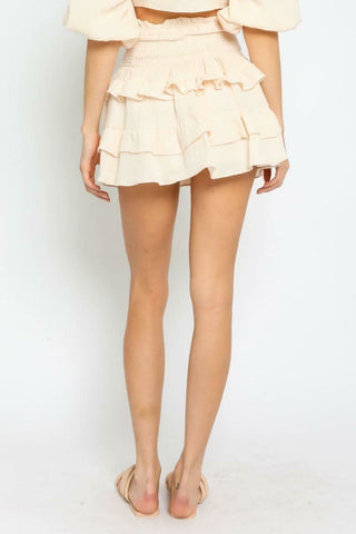 Island Paradise Blush Ruffle Mini Skirt -  BohoPink