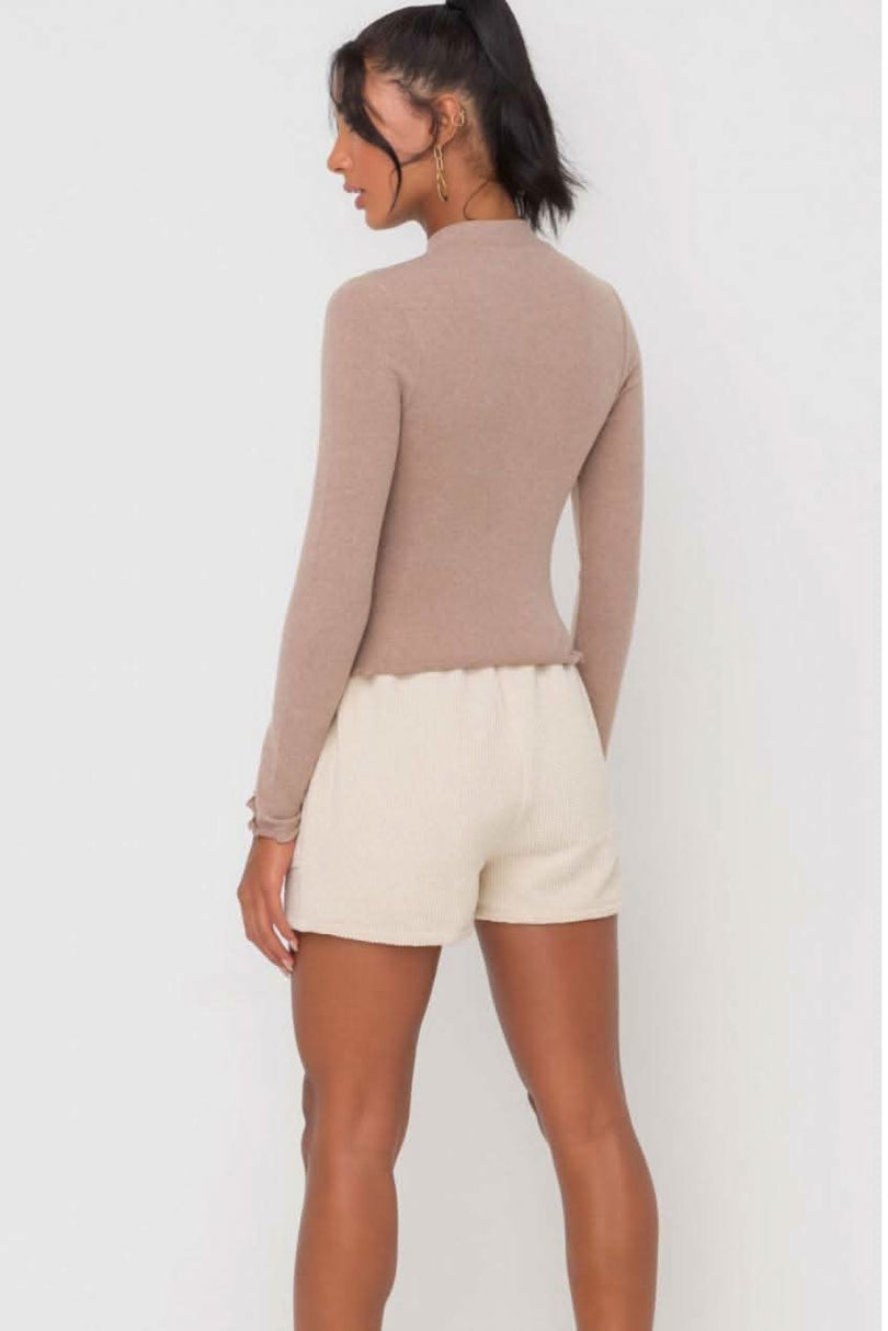 Everything is Possible Latte Mock Neck Top -  BohoPink