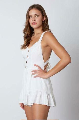 White Tie-Back Romper