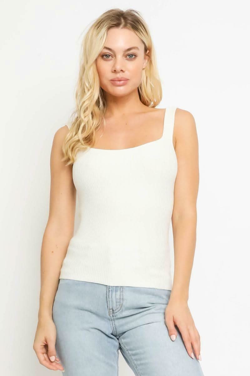  Ivory Ribbed Tank Top 