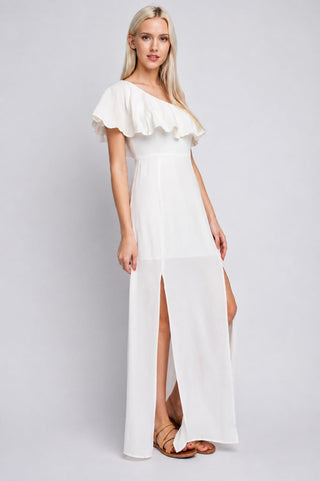 Peta One Shoulder Ruffle Maxi Dress - Outfit View
