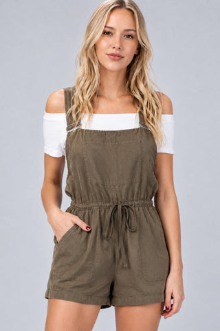 Rockstar Olive Boyfriend Romper - Front View