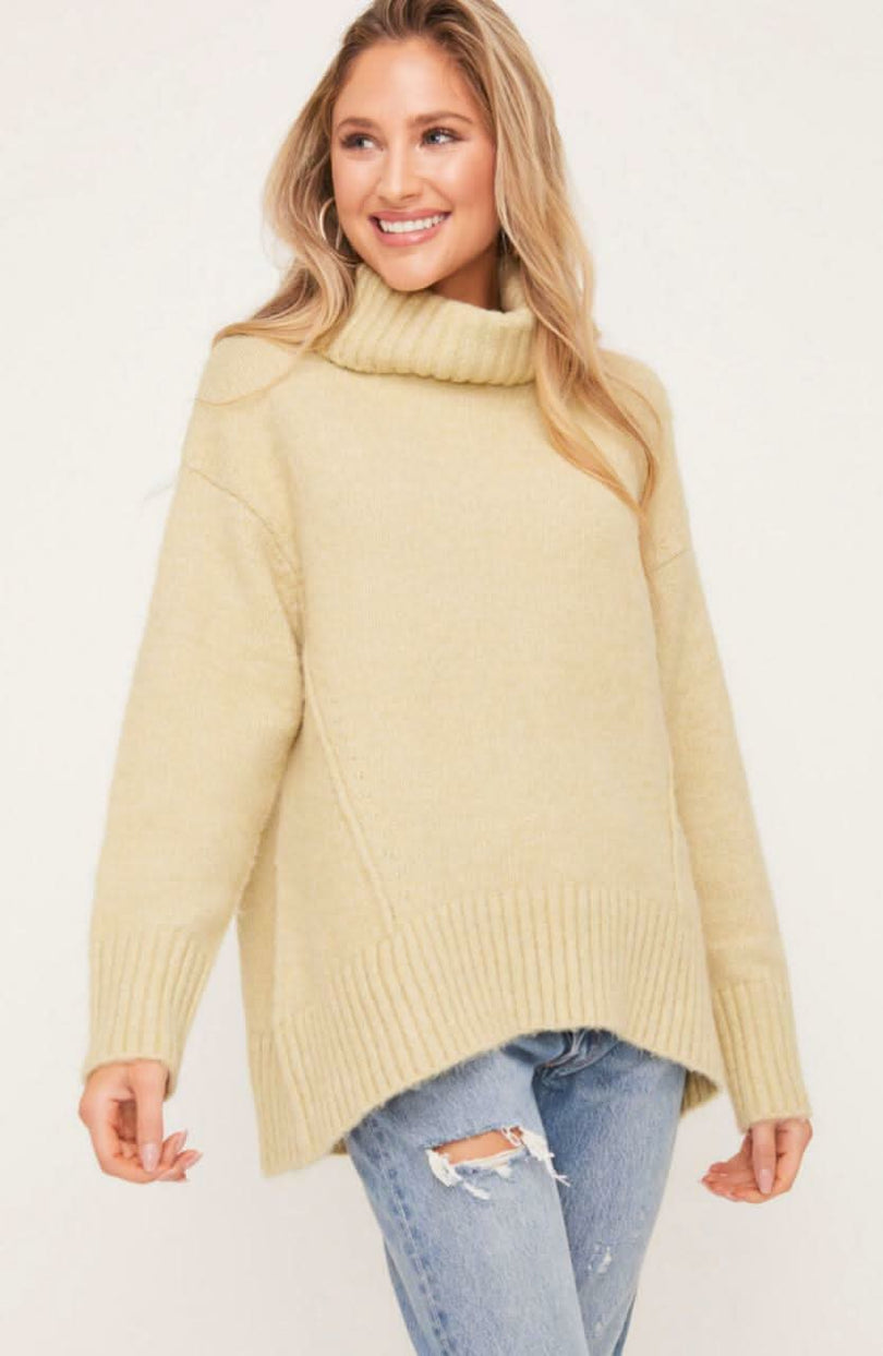 Pistachio Green Turtleneck Sweater