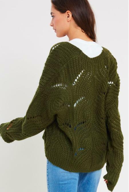 Olive Crochet Cardigan Sweater