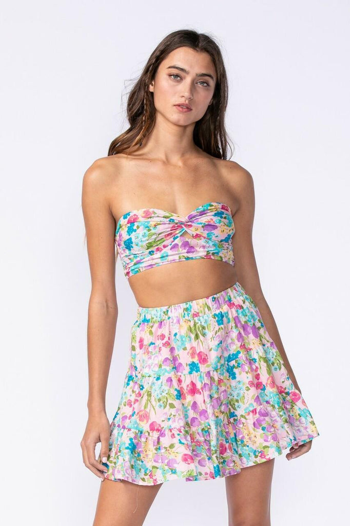 Floral Crop Top and Skirt Set