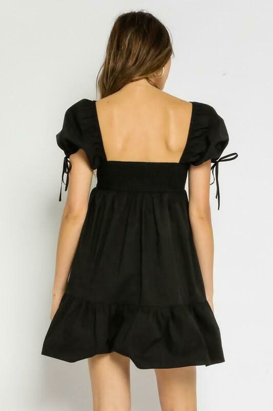 Jessie Black Babydoll Mini Dress from our black bohemian dresses