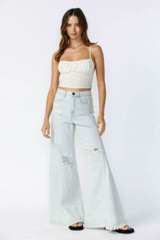 white eyelet backless crop top with lace detail
