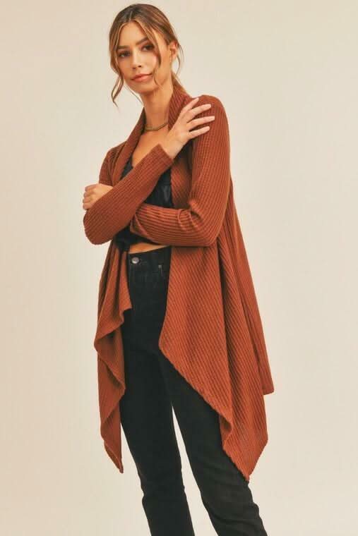 Brown Waterfall Cardigan