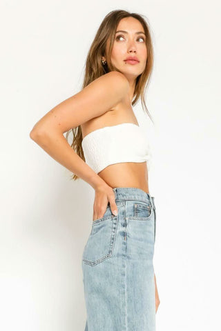White Bandeau Halter Crop Top