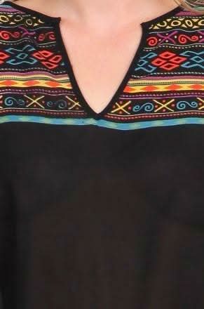 En Créme Black Print Kimono Tunic Top -  BohoPink