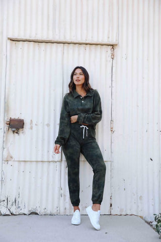 Just Go With It Olive Tie-Dye Drawstring Joggers -  BohoPink