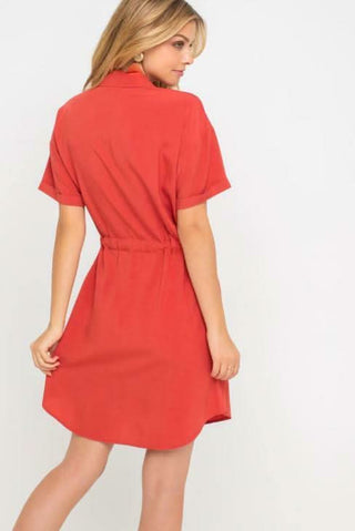 Unlimited Possibilities Tandon Spice Red Shirt Dress - Back View