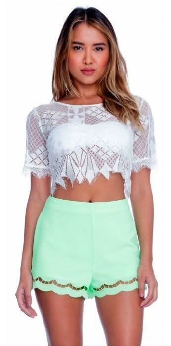 White Lace Crop Top 