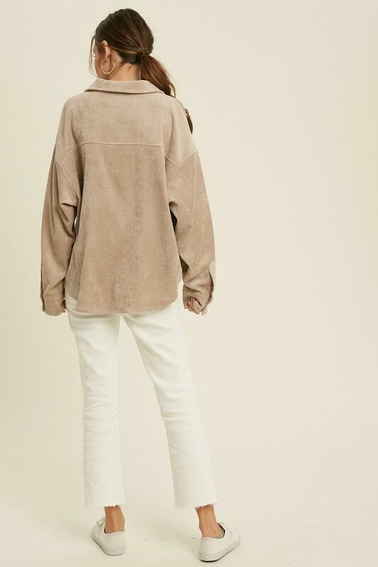 Going Places Mocha Long Sleeve Button-Up Top -  BohoPink
