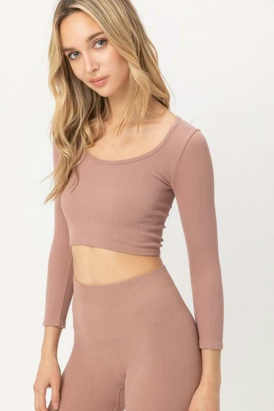 Three-Quarter Sleeve Crop Top 