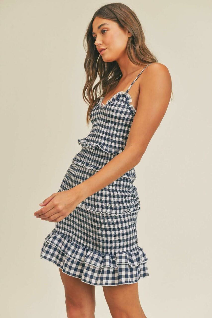  Smocked Ruffle Mini Dress 