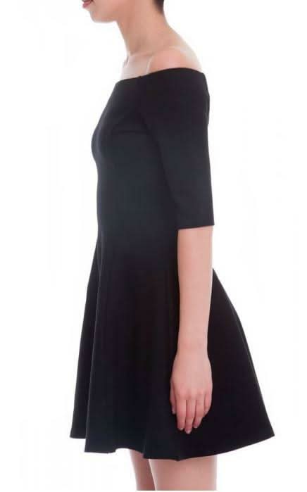Black Dress - Off-the-Shoulder Skater Dress | Boho Pink Black Dress - Off-the-Shoulder Skater Dress | Boho Pink