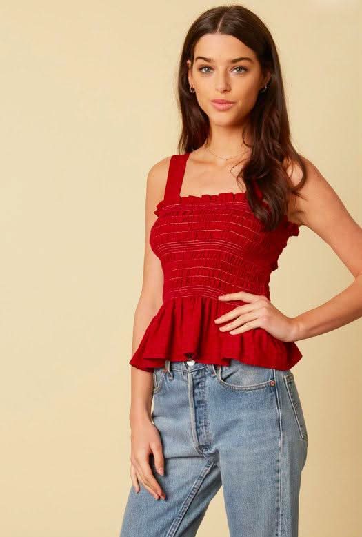 Red Peplum Tank Top 