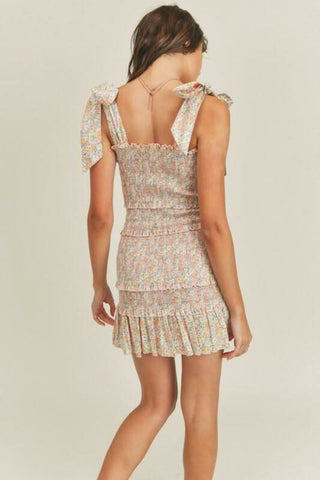 Brooke Pink Floral Print Dress back view