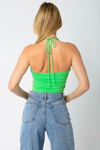 Randi Apple Green Halter Crop Top back