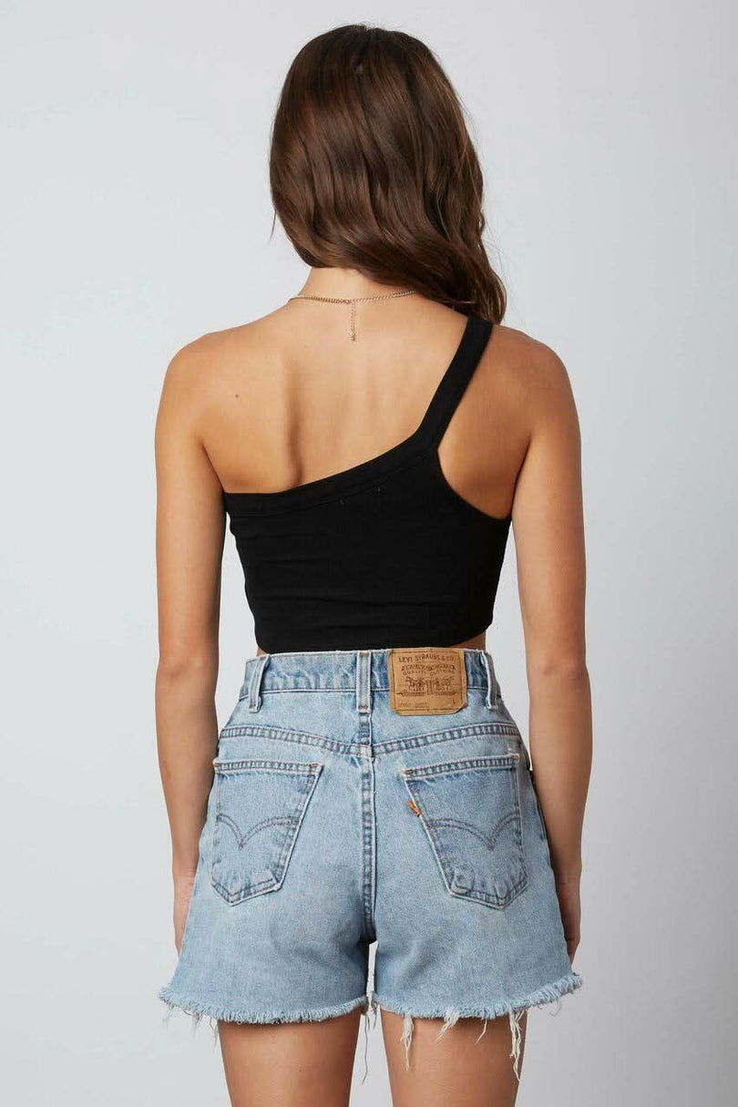 Desert Day Black One-Shoulder Crop Top -  BohoPink